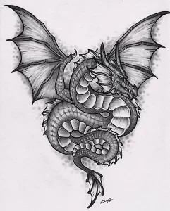 Эскизы тату дракон 28,10,2021 - №0019 - dragon tattoo sketch - tattoo-photo.ru