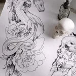 Эскизы тату дракон 28,10,2021 - №0021 - dragon tattoo sketch - tattoo-photo.ru