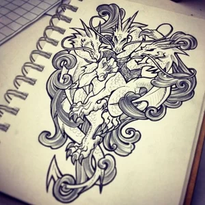 Эскизы тату дракон 28,10,2021 - №0029 - dragon tattoo sketch - tattoo-photo.ru