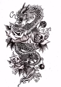 Эскизы тату дракон 28,10,2021 - №0069 - dragon tattoo sketch - tattoo-photo.ru