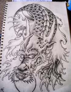 Эскизы тату дракон 28,10,2021 - №0082 - dragon tattoo sketch - tattoo-photo.ru