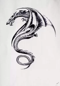 Эскизы тату дракон 28,10,2021 - №0100 - dragon tattoo sketch - tattoo-photo.ru