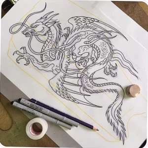 Эскизы тату дракон 28,10,2021 - №0124 - dragon tattoo sketch - tattoo-photo.ru