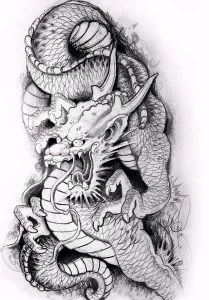 Эскизы тату дракон 28,10,2021 - №0135 - dragon tattoo sketch - tattoo-photo.ru