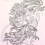 Эскизы тату дракон 28,10,2021 - №0141 - dragon tattoo sketch - tattoo-photo.ru