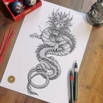 Эскизы тату дракон 28,10,2021 - №0145 - dragon tattoo sketch - tattoo-photo.ru