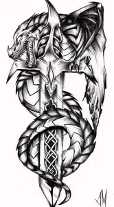 Эскизы тату дракон 28,10,2021 - №0158 - dragon tattoo sketch - tattoo-photo.ru