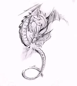 Эскизы тату дракон 28,10,2021 - №0168 - dragon tattoo sketch - tattoo-photo.ru