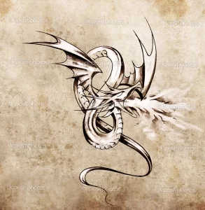 Эскизы тату дракон 28,10,2021 - №0173 - dragon tattoo sketch - tattoo-photo.ru