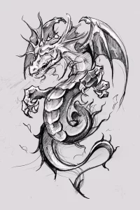 Эскизы тату дракон 28,10,2021 - №0181 - dragon tattoo sketch - tattoo-photo.ru