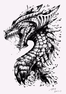 Эскизы тату дракон 28,10,2021 - №0212 - dragon tattoo sketch - tattoo-photo.ru