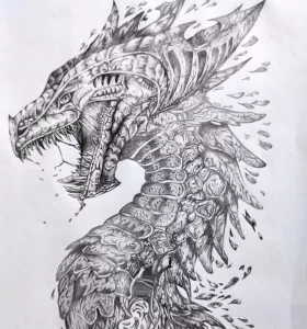 Эскизы тату дракон 28,10,2021 - №0347 - dragon tattoo sketch - tattoo-photo.ru