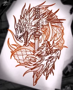Эскизы тату дракон 28,10,2021 - №0357 - dragon tattoo sketch - tattoo-photo.ru