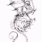 Эскизы тату дракон 28,10,2021 - №0534 - dragon tattoo sketch - tattoo-photo.ru