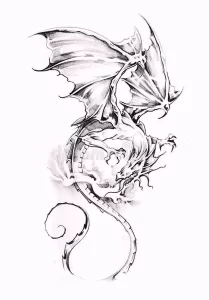 Эскизы тату дракон 28,10,2021 - №0534 - dragon tattoo sketch - tattoo-photo.ru