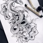 Эскизы тату дракон 28,10,2021 - №0541 - dragon tattoo sketch - tattoo-photo.ru