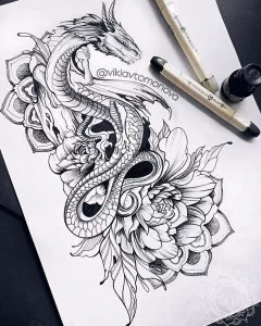 Эскизы тату дракон 28,10,2021 - №0541 - dragon tattoo sketch - tattoo-photo.ru