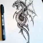 Эскизы тату дракон 28,10,2021 - №0550 - dragon tattoo sketch - tattoo-photo.ru