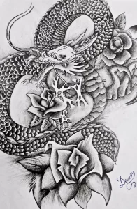 Эскизы тату дракон 28,10,2021 - №0555 - dragon tattoo sketch - tattoo-photo.ru