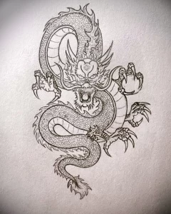 Эскизы тату дракон 28,10,2021 - №0562 - dragon tattoo sketch - tattoo-photo.ru