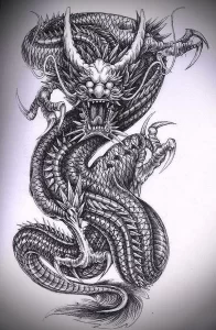 Эскизы тату дракон 28,10,2021 - №0564 - dragon tattoo sketch - tattoo-photo.ru