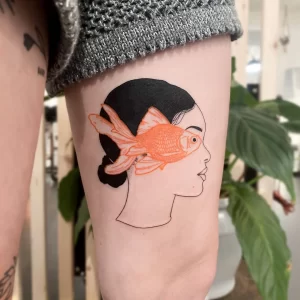 Фото тату золотая рыбка 07,12,2021 - №134 - goldfish tattoo - tattoo-photo.ru