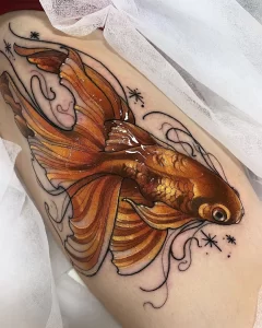Фото тату золотая рыбка 07,12,2021 - №045 - goldfish tattoo - tattoo-photo.ru