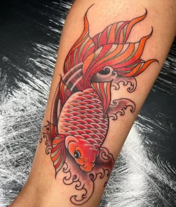 Фото тату золотая рыбка 07,12,2021 - №095 - goldfish tattoo - tattoo-photo.ru