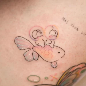 Фото тату золотая рыбка 07,12,2021 - №177 - goldfish tattoo - tattoo-photo.ru