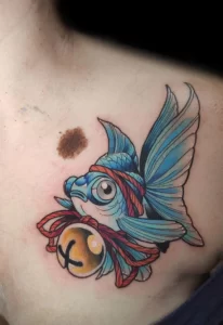 Фото тату золотая рыбка 07,12,2021 - №217 - goldfish tattoo - tattoo-photo.ru