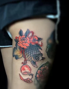 Фото тату золотая рыбка 07,12,2021 - №255 - goldfish tattoo - tattoo-photo.ru