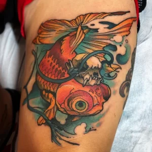 Фото тату золотая рыбка 07,12,2021 - №553 - goldfish tattoo - tattoo-photo.ru