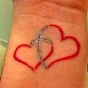 Фото два сердца тату 02.01.22 №0008 - tattoo heart - tattoo-photo.ru