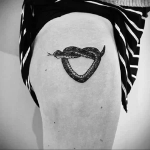 Фото тату змея сердце 02.01.22 №0019 - tattoo heart - tattoo-photo.ru