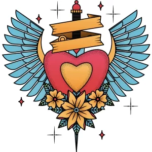 Фото тату сердце с крыльями 02.01.22 №0028 - tattoo heart - tattoo-photo.ru