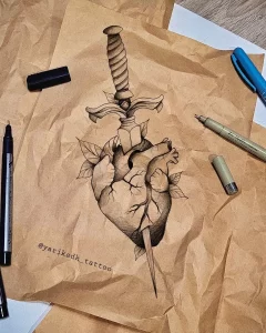 Фото рисунка тату сердце 02.01.22 №1699 - drawing tattoo heart - tattoo-photo.ru