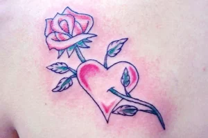 Фото сердце роза тату 02.01.22 №0011 - tattoo heart - tattoo-photo.ru