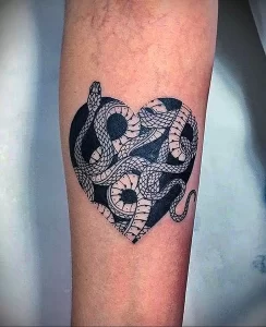 Фото тату змея сердце 02.01.22 №0007 - tattoo heart - tattoo-photo.ru
