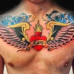 Фото тату на грудине сердце 02.01.22 №0005 - tattoo heart - tattoo-photo.ru