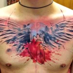 Фото тату на грудине сердце 02.01.22 №0012 - tattoo heart - tattoo-photo.ru