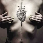 Фото тату нож в сердце 02.01.22 №0004 - tattoo heart - tattoo-photo.ru