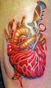 Фото тату нож в сердце 02.01.22 №0011 - tattoo heart - tattoo-photo.ru