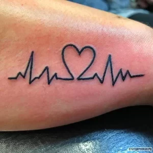 Фото тату пульс с сердцем 02.01.22 №0002 - tattoo heart - tattoo-photo.ru
