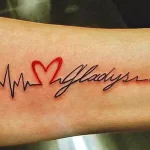 Фото тату пульс с сердцем 02.01.22 №0004 - tattoo heart - tattoo-photo.ru