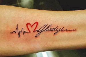 Фото тату пульс с сердцем 02.01.22 №0004 - tattoo heart - tattoo-photo.ru