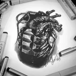 Фото тату сердце граната 02.01.22 №0003 - tattoo heart - tattoo-photo.ru