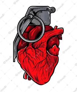 Фото тату сердце граната 02.01.22 №0011 - tattoo heart - tattoo-photo.ru