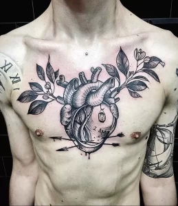 Фото тату сердце для мужчин 02.01.22 №0014 - tattoo heart - tattoo-photo.ru