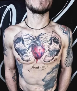 Фото тату сердце на груди 02.01.22 №0003 - tattoo heart - tattoo-photo.ru