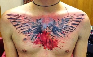 Фото тату сердце на груди 02.01.22 №0011 - tattoo heart - tattoo-photo.ru